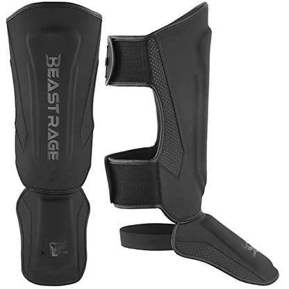 MMA Martial Arts Shin Guards for Kickboxing Adjustable Muay Thai, Padded Martial Arts Shin Pads Leg Guard with Instep Sleeves MMA Training BJJ Karate Boxing Taekwondo - color: BLACK, size: Medium