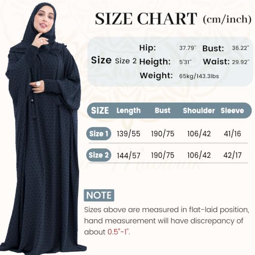 Polka Dot Abaya| Hooded Abaya for Muslim Women| 1pc Hoody Dress| Maxi Dress - color: Dark Blue, size: Size 2