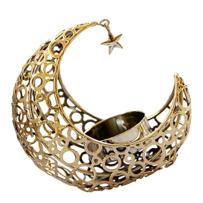 Metal Moon Stand Moon Shaped Holder Tealight Holder Candlestick Table Centerpiece Ramadans Decorations Tealight Stands - color: Gold