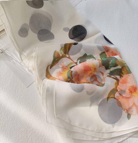Pokeedioty Scarfs for Women Lightweight Fashion Scarves Elegant Floral Pattern Sheer Scarfs Sunscreen Shawls Wraps - color: P 055