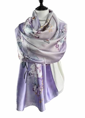 Xyueanlo Scarfs for Women Lightweight Scarves Fashion Print Floral Pattern Head Scarf Wraps Shawls - color: Purple