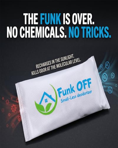 Funk OFF Unscented Natural Shoe Deodorizer Inserts, Activated Charcoal Odor Absorber for Sneakers, Odor Eaters for Shoes, Smell Remover Inserts for Gym Bags, Closets & More, Pet Friendly - Made in USA