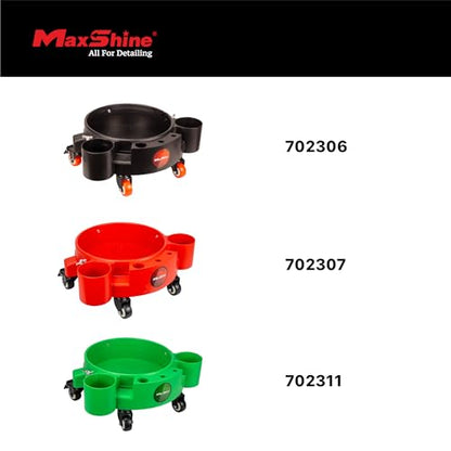 Maxshine Universal Rolling Bucket Dolly – Heavy-Duty, 5 Wheels with 2 Locks, Tool Organizer – 360° Mobility for Car Wash Supplies & Auto Detailing Organization (Green) - color: Bucket Dolly (Green)