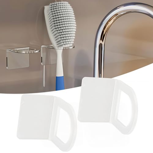 2pcs Acrylic Brush Holder for Sink, Clear Dish Scrubber Holder with Solid Construction, Multipurpose and Easy Installation, for Practical and Stylish Brush Storage