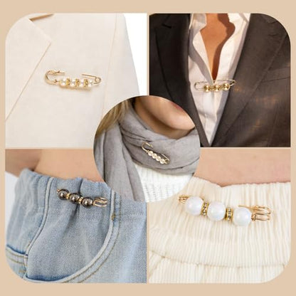 12 Pcs Pearl Brooch Pins for Women Clips Artificial Pearls Decorative Safety Pins for Dresses Skirts Sweaters Cardigans Shawls