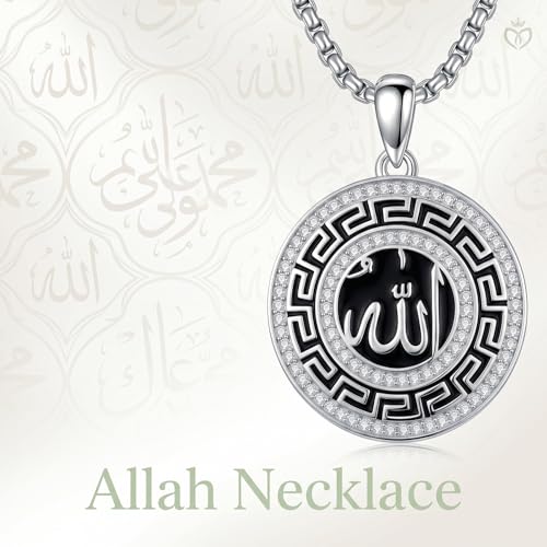 PELOVNY Allah Necklace for Men Women 925 Sterling Silver Islam Allah Pendant Chain Islamic Muslim Religious Jewelry Gifts - color: Allah-06