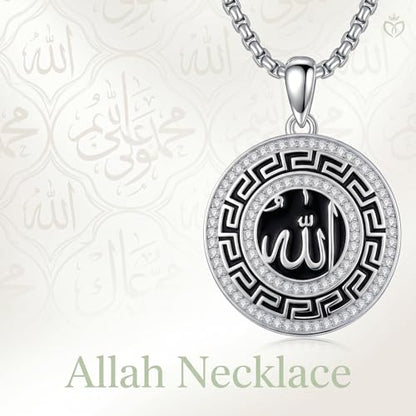 PELOVNY Allah Necklace for Men Women 925 Sterling Silver Islam Allah Pendant Chain Islamic Muslim Religious Jewelry Gifts - color: Allah-06