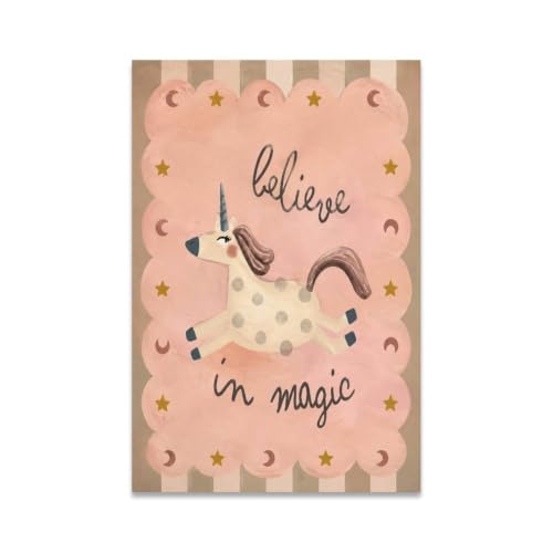 Unicorn Magic Poster Believe In Magic Dream Decor Canvas Wall Art - color: Unframe-style-1, size: 12"L x 8"W