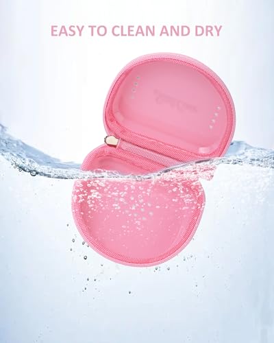 Mouth Guard Case with Zipper & Carabiner, Ventilated,Night & Travel Storage | Universal Storage for Adult & Youth Night Guard & Mouth Guard, Portable and Carrying Hard Case, Pink