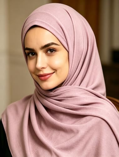 Lina & Lily Non-see-through Premium Jersey Maxi Hijab Head Scarf Wrap for Muslim Women - color: Dusty Pink