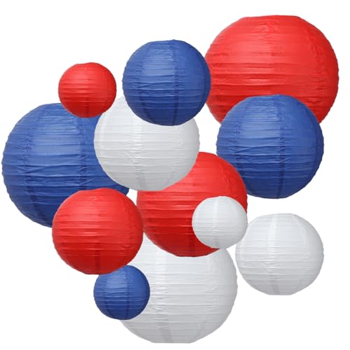 colorful paper lanterns (Red-Blue-White) - color: Red-Blue-White