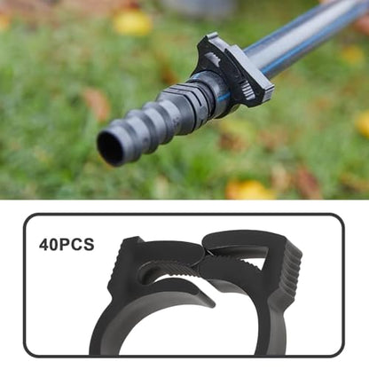 40Pcs Hose Pipe Fasteners Clips 18mm-20mm for Aquariums Ponds Black Plastic - size: 18-20mm