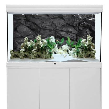 AWERT 24x12 inches Stone Aquarium Background Black Rock Fish Tank Background Rocky Terrarium Background Vinyl, 24x12in60x30cm