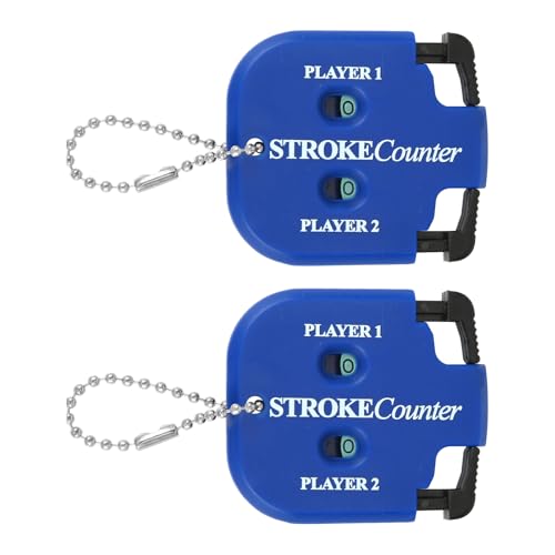 2 Pcs Golf Stroke Counters, Portable Score Keeper with Hanging Rope Mini Square Design 2 Player Stroke Shot Counter Clicker Accessories for Golf Training Competitions & Games - color: Blue