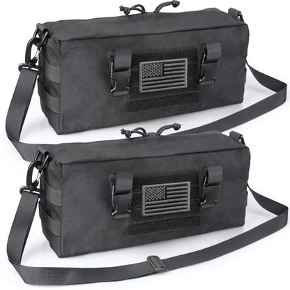 WYNEX Large Molle Pouch, Tactical Molle Bag Vertical Admin Pouch, Modular Utility Pouch Increment Side Pouch for Tactical Backpack Molle Rucksack Attachment, with Shoulder Strap For Use as Sling Bag - color: Black (upgraded) - 2 Packs