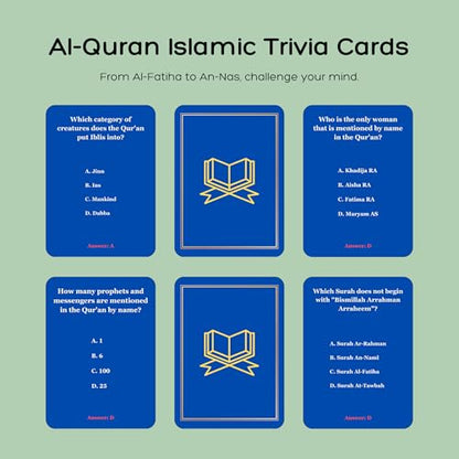 Al-Qu'ran 트리비아 카드 | 이슬람 트리비아 카드 게임 | 프리미엄 품질 | 자석 상자 | 무슬림을 위한 이슬람 선물 - style: 알쿠란 트리비아