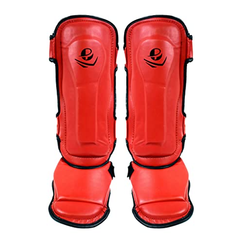 PFG Classic Shin Instep Guard for Boxing MMA Muay Thai Training - color: Red, size: Child