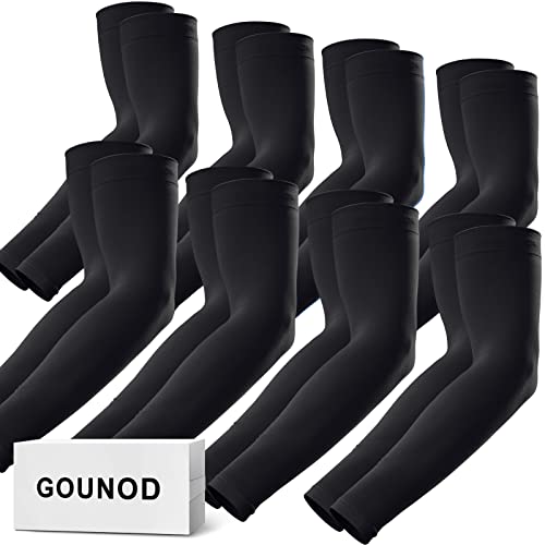 GOUNOD Arm Sleeves for Men Women,Compression Sleeves to Cover Arms for Men Working,Sun Sleeves for Men UV Protection - color: 8 Pairs Black