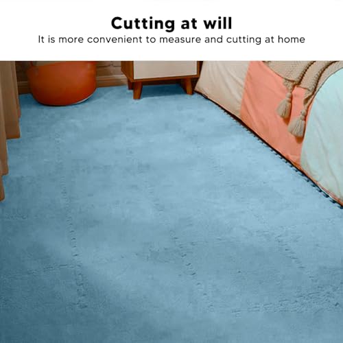 10pcs 30 cm/11.8 in Foam Puzzle Floor Play Mat,Interlocking Carpet Tiles for Home Gym and Fitness Room (Light Blue) - color: Light Blue