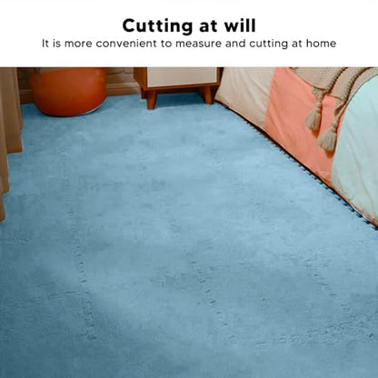 10pcs 30 cm/11.8 in Foam Puzzle Floor Play Mat,Interlocking Carpet Tiles for Home Gym and Fitness Room (Light Blue) - color: Light Blue