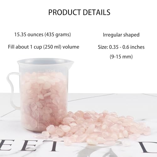 0.96LB Rose Quartz Aquarium Gravel Natural Crystal Crushed Vase Filler Fish Tank Decorative Succulent Rocks Bulk Tumbled Polished Irregular Shaped - color: Rose Quartz