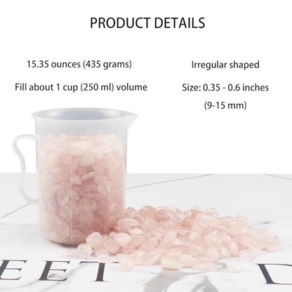 0.96LB Rose Quartz Aquarium Gravel Natural Crystal Crushed Vase Filler Fish Tank Decorative Succulent Rocks Bulk Tumbled Polished Irregular Shaped - color: Rose Quartz