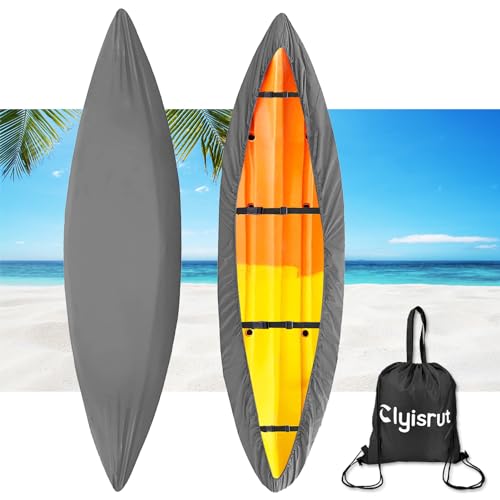 10-16FT Waterproof Kayak Covers for Outdoor Storage, Canoe Cover Accessories, Boat Cover Oxford Shade Marine Cockpit Dust Cover UV Protection Ultra Sunblock Shield for Fishing Boat Kayak Canoe - color: Gray, size: 15-16.4ft