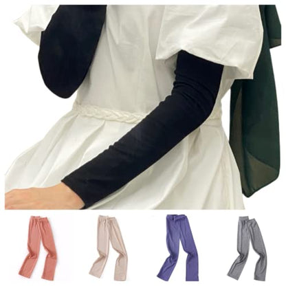 4 Pairs Muslim Elastic Arm Sleeves for Women Modal Cotton Sunscreen UV Protection lslamic Arab Ramadan Sleeve Cover - color: 5 +11+17 +23