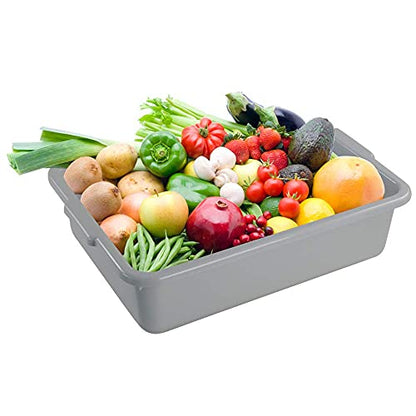 3-Pack Plastic Bus Tub, 13 L Plastic Utility Bus Box Dish Pan, Grey | Wash Basin Cleaning for Home, Laundry & Kitchen, Grey - color: Gray