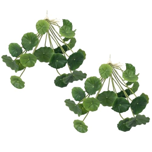 Artificial Lotus Leaves Home Decor 2pcs Simulated Plastic Lily Pads Decorative Greenery for Indoor Table and Aquarium Display