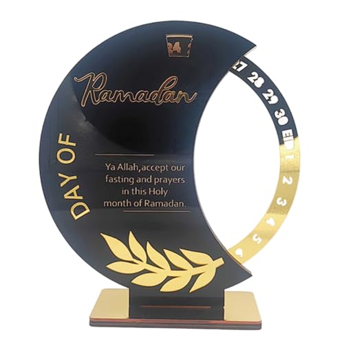 Surakey Ramadan Countdown Calendar Mirror Golden Ramadan Decorations Eid Mubarak Count Down Desk Rotatable Countdown Calendars Muslim Festival Reminder Kareem Ramadan Advent Calendar Decor, Style 4