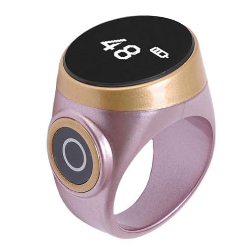 GOWENIC Tasbih Counter Prayer, Touch Control Tasbih Smart Ring Count, Digital LCD Zikr Ring for Men Women, Rechargeable Electronic Finger Counter - color: Rose Gold