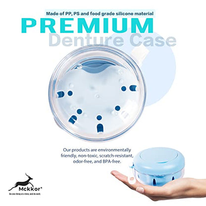 Retainer Case, Retainer Cleaner Case, Definitely No-Leak Denture Case Denture Bath Box for Traveling Perfectly, Denture Cup with Strainer & Mirror(Blue) - color: Blue