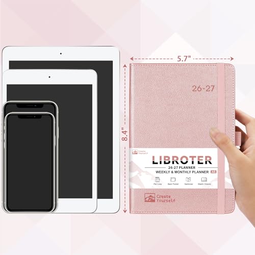 2026-2027 Planner - Academic Planner 2026-2027 Weekly Monthly Planner, July 2026 - June 2027, 5.7'' x 8.4'', Thick Paper, Leather Cover, Pen Holder, Back Pocket, Perfect Daily Organizer - Rose Gold - color: Rose Gold