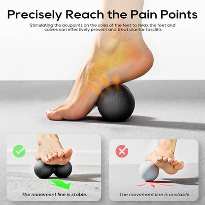 Peanut Massage Ball for Myofascial Release & Plantar Fasciitis Pain Relief | Hard lacrosse ball for deep tissue, yoga, acupoint pressure, trigger point and muscle relaxer therapy - color: Black-single Pack