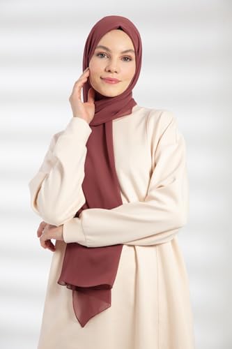 Chiffon Hijab Scarf For Women - Made in Turkiye - color: Dried Rose