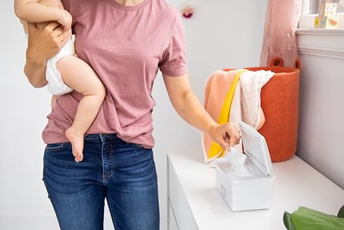 Ubbi Baby Wipes Dispenser with Weighted Plate, Oat | Rubber Seal Keeps Wipes Fresh, Non-Skid Feet, Holds Standard Pack of Wipes, Baby Changing Station Essential - color: Oat Wipes Dispenser, size: 1 Count (Pack of 1)