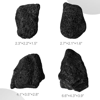 2.2-6.1 Inches Natural Black Lava Rock, 4 PCS Small Aquarium Rocks for Aquascaping, Terrariums, Reptile Tanks & Aquarium Décor - size: 2.2-6.1 in