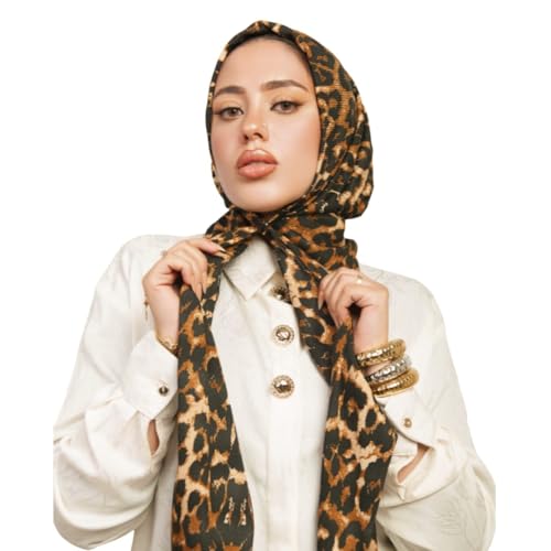 Instant Hijab 여성용 | 헤드 랩 100% 면 리브 헤드스카프 | 금속 핀이 있는 착용하기 쉬운 히잡 - color: 타이거