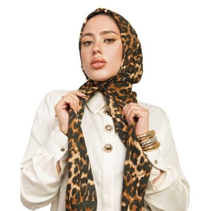 Instant Hijab 여성용 | 헤드 랩 100% 면 리브 헤드스카프 | 금속 핀이 있는 착용하기 쉬운 히잡 - color: 타이거