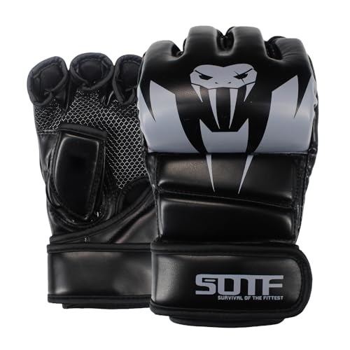 SOTF Punching Gloves for Adults MMA Training Gloves Men Fight Boxing Gloves Open Fingers Women - color: gray
