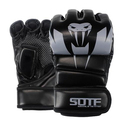 SOTF Punching Gloves for Adults MMA Training Gloves Men Fight Boxing Gloves Open Fingers Women - color: gray