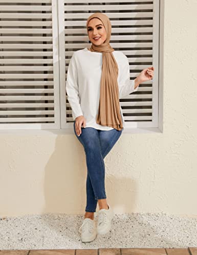 Txmout Premium Jersey Hijabs for Women - Cotton Muslim Scarfs - color: Camel