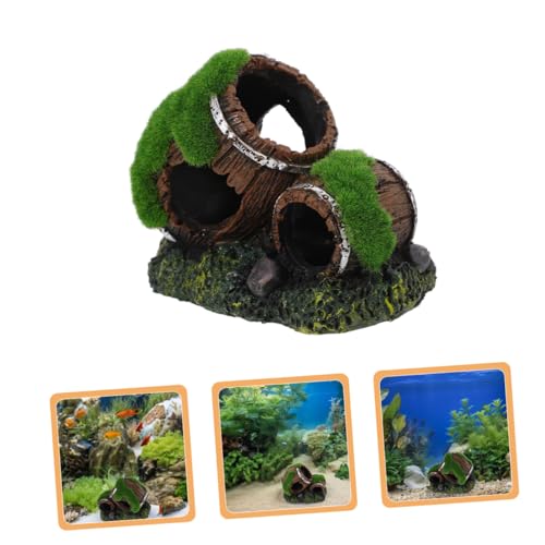 Broken Barrel Aquarium Decoration Resin Fish Tank Ornament Betta Fish Cave Hideout Reptile Tank Decorative Shelter for Shrimp