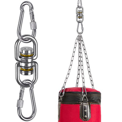 SELEWARE Heavy Duty Bearing Swing Swivel, 360° Rotation Hanging Accessory | Quiet Smooth Rotation, Supports Up to 1200LB, Quick Connect Buckles, 2 Pack for Swings, Hammocks, Tire Swings and Heavy Bags - color: 2 Pack Swivel (E) With 4 Carabiners