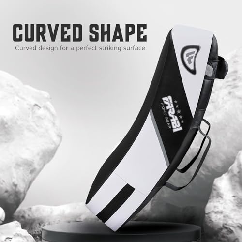 Farabi Sports Kick Shield 20.5 inches Large Curved Muay Thai Kicking Shield Strike Pad MMA Punching Foot Target Boxing Training Kick Pad Martial Arts Karate Taekwondo Kick Pad X 1 Unit - color: White Black