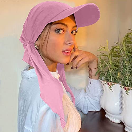 Hijab Scarf for Women Baseball Curved Brim Cap | Soft Breathable Cotton, Lightweight Feel, Adjustable Strap, Curved Brim, Summer Wear, Outdoor Activity, Casual Daily Use - color: 07#_pink