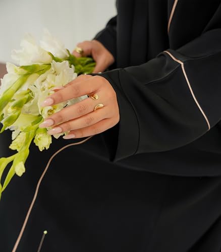 Elegant Modern Abaya 여성용 - 경량, 하늘거리는 느낌, 부드럽고 모든 상황에 적합 - color: Livia - 블랙, size: XS