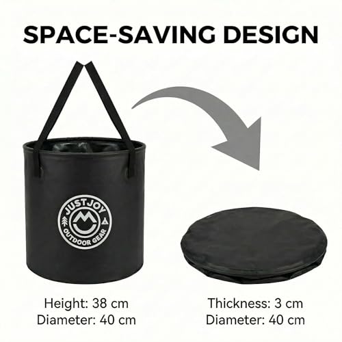 JustJoy Collapsible Waterproof Bucket, 50L Wet Gear Storage Tub for Surfing, Camping, Fishing and Car Trunk Organization, Portable Rinse Bucket for Wetsuits, Towels and Beach Gear
