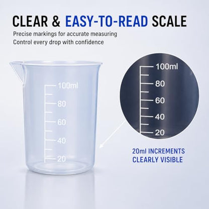 6pcs 3.4oz/100ml Plastic Measuring Cups Plastic Graduated Cup Transparent Scale Resin Clear Graduated Epoxy Mixing Jugs for Kitchen Cooking Medicine Measure Tool - size: 6pcs 100ml